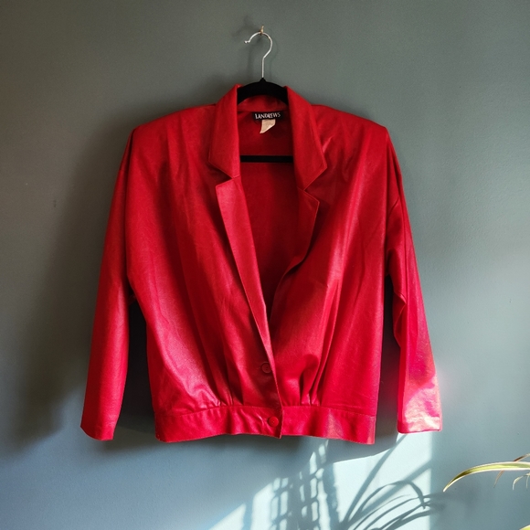 J. Andrews vintage red 2 piece set women's 5/6 blazer and skirt - Picture 2 of 10